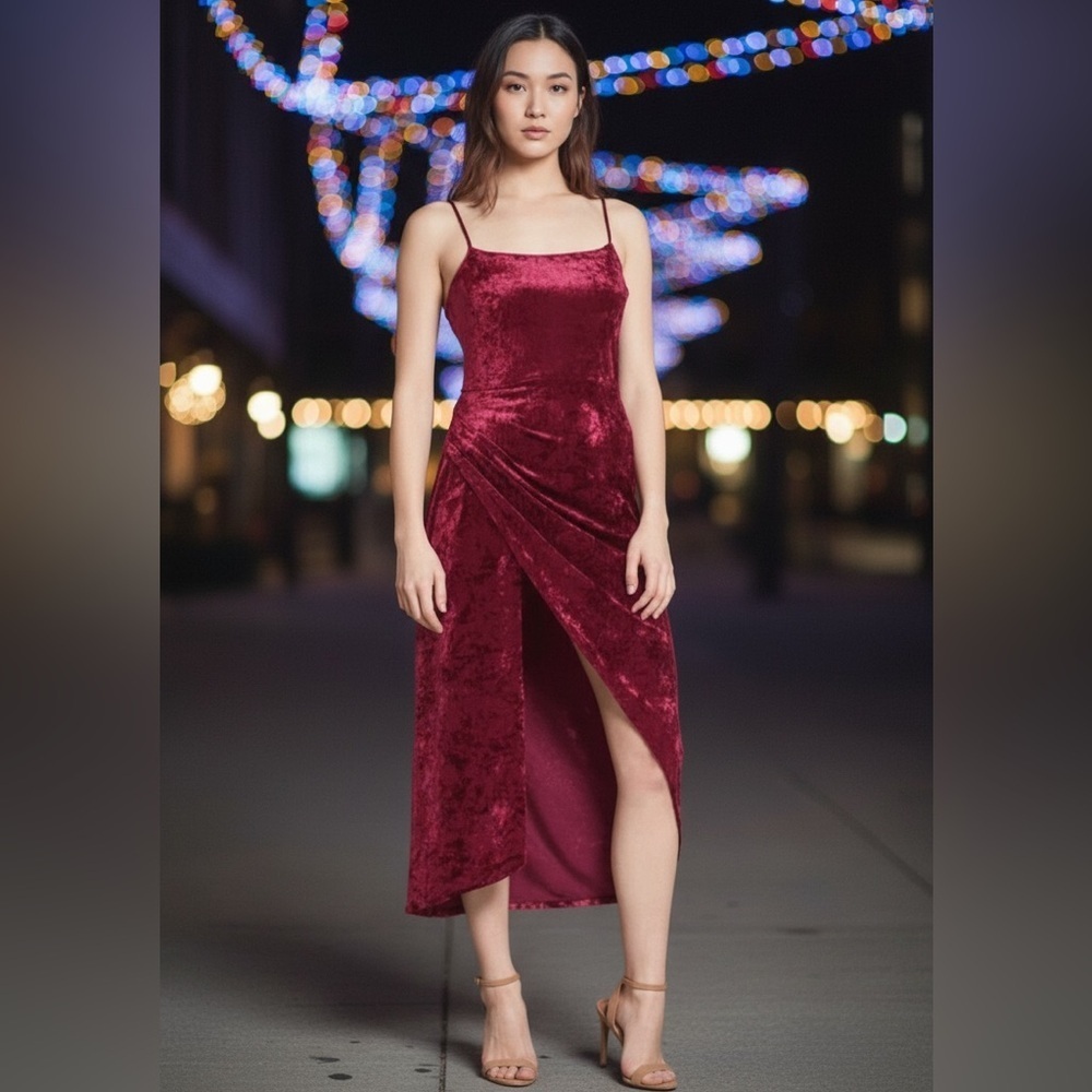 Saylor Cyndey Wine Velvet Dress, Size Medium, New with Tags
